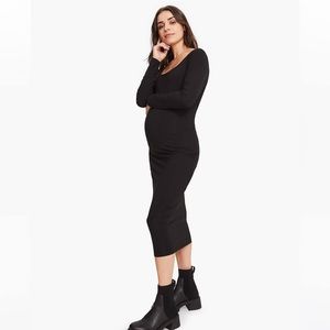 Hatch Black Maternity Long sleeve Body Dress- Small